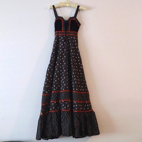 🍂 VINTAGE Gunne Sax By Jessica Cabbage Rose Corset Maxi Dress Cottage Core - Picture 3 of 9